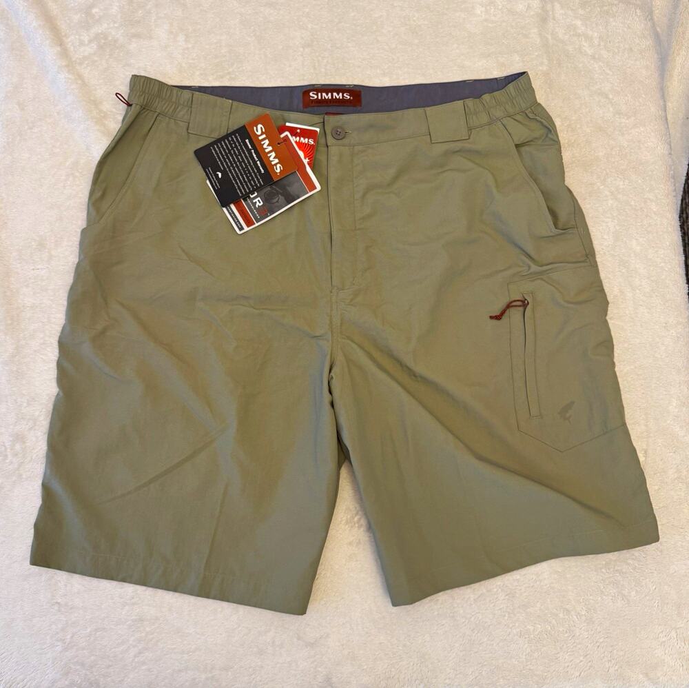 Simms COR3 Men’s Fishing Shorts Green Nylon Cargo Pockets Solid XXL